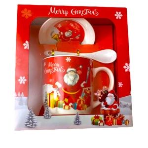NWOT Christmas Mug, Spoon, Plate Gift Set